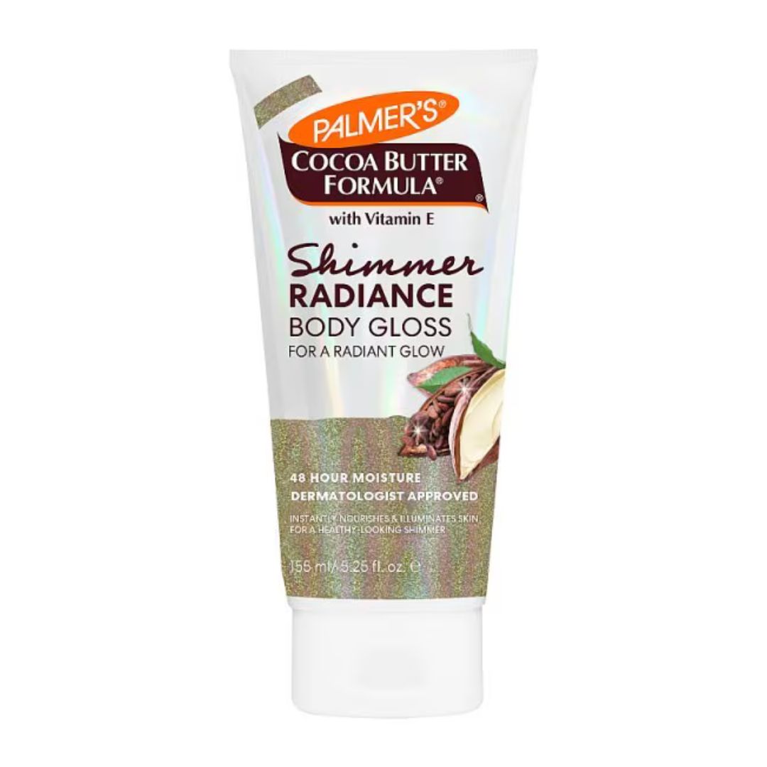 a packshot of palmers shimmer radiance body gloss