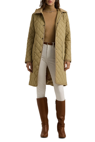 Lauren Ralph Lauren Hooded Longline Quilted Jacket (Was $220) 