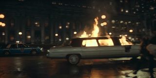 The Waynes' burning limo in Joker