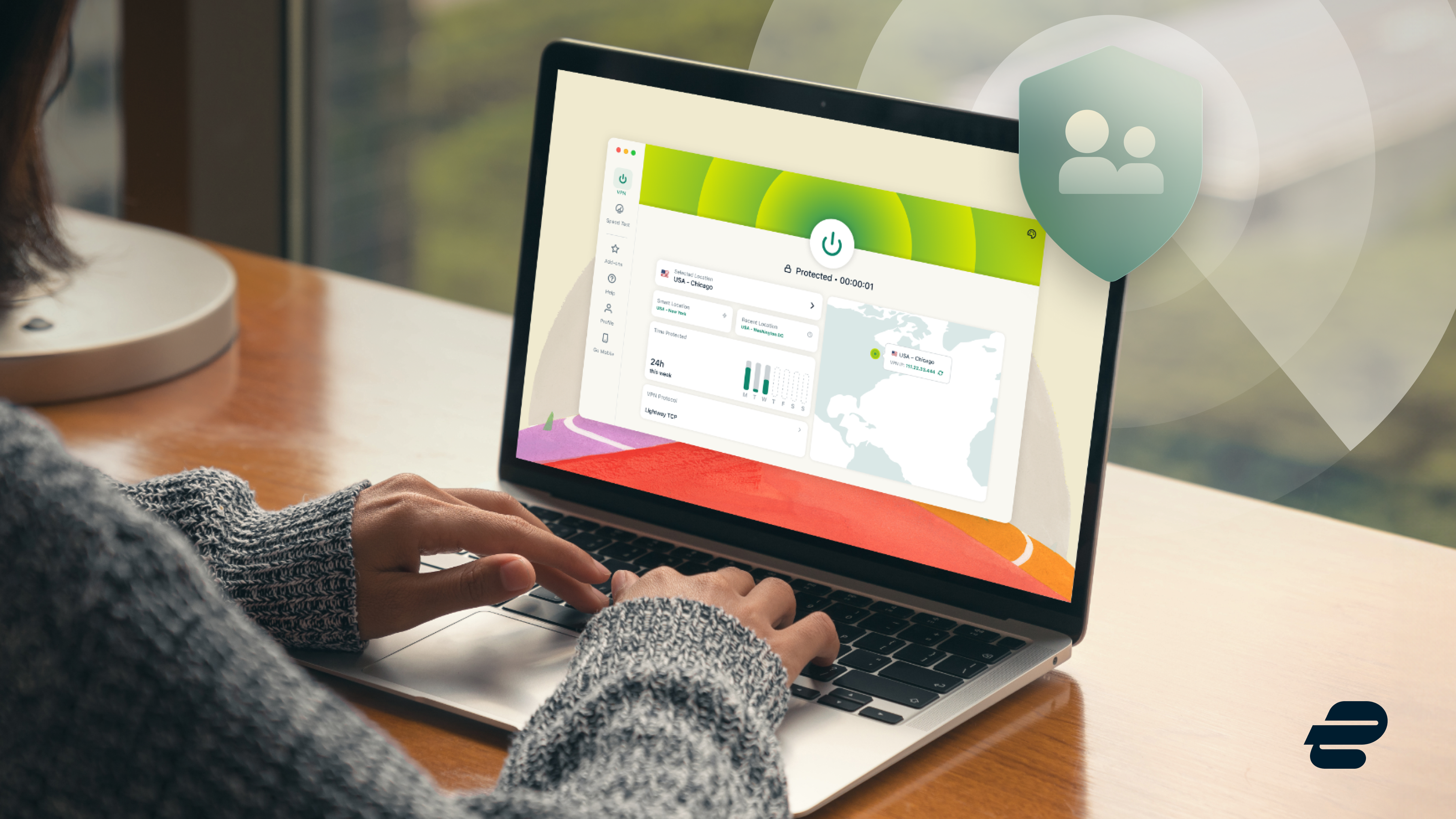 يقوم ExpressVPN بتشغيل أداة OpenBoundary على شاشة الكمبيوتر المحمول &mdash; صورة ترويجية