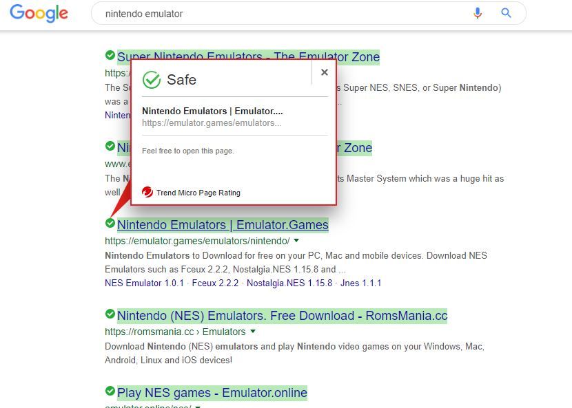 Screenshot of Trend Micro working in Chrome