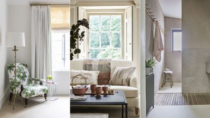three neutral interiors with different textures