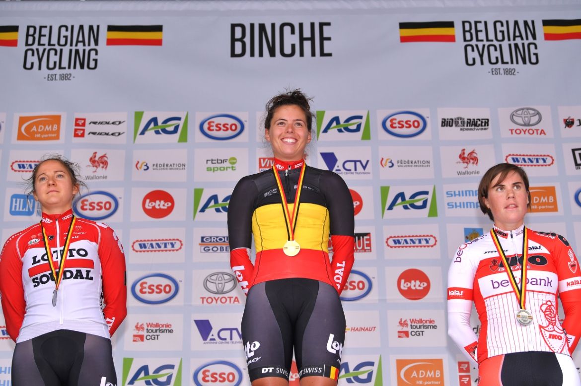 The 2018 Belgian road race podium
