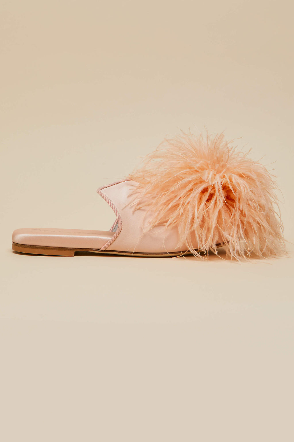 Contessa Minnie Orange Slippers in Silk Feather