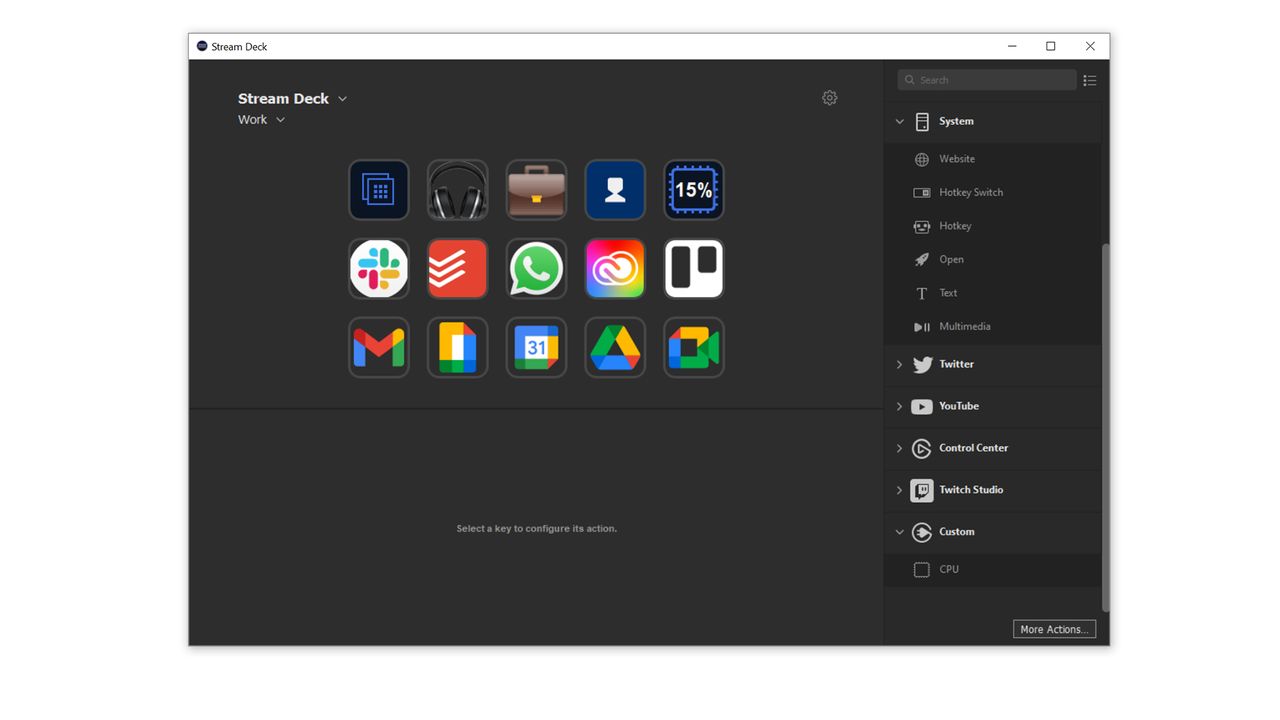 Control software interface for Elgato's Stream Deck