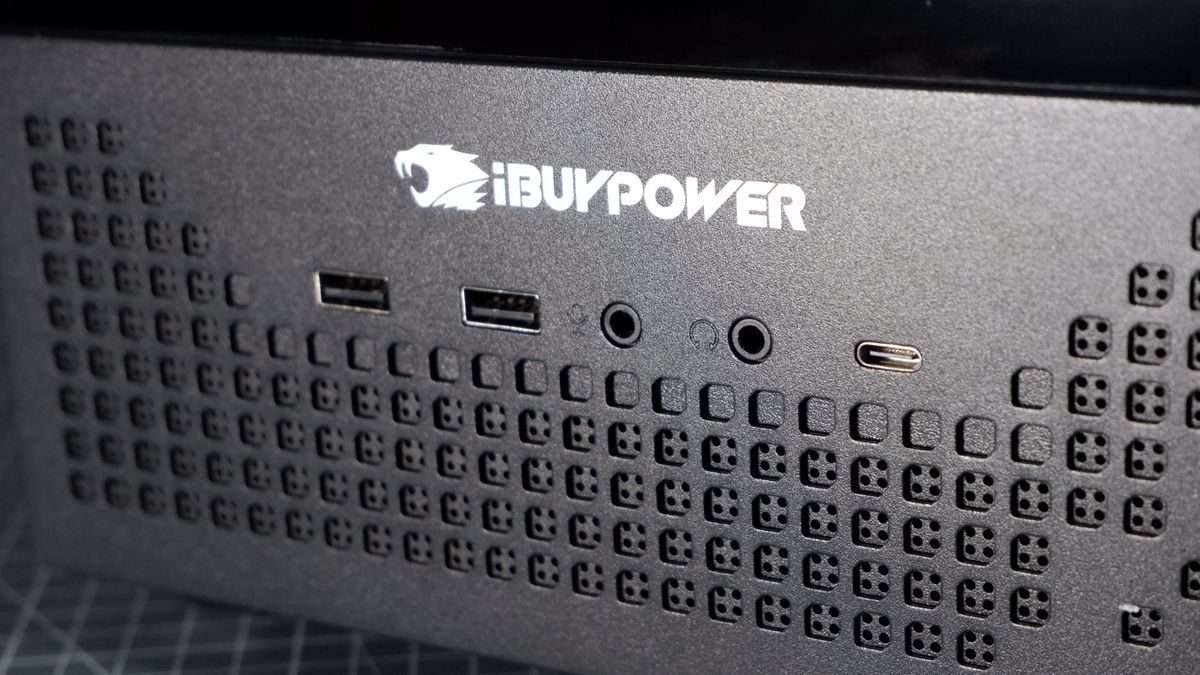 iBuyPower RDY Element 9 Pro R07 on a desk during the set-up process.