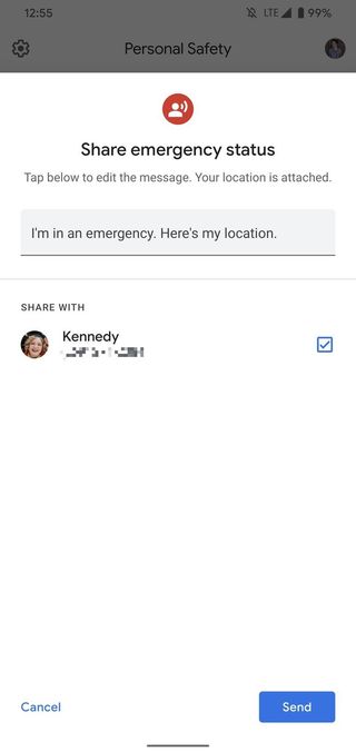 Setting up emergency contacts on the Pixel 4's Personal Safety app