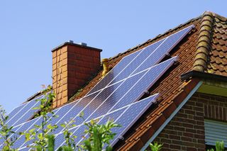 Solar panels on the roof of a UK home