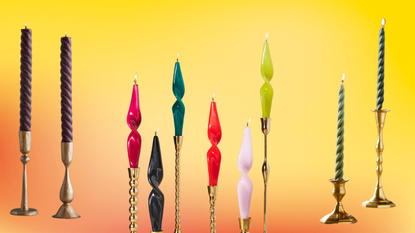 colorful taper candles in different twisted styles