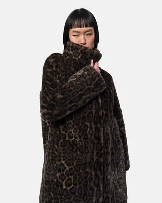 Apparis Blair Dark Leopard Mid-Length Coat