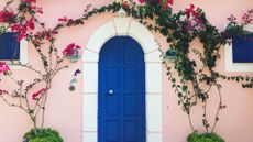 cute house covered in bougainvillea