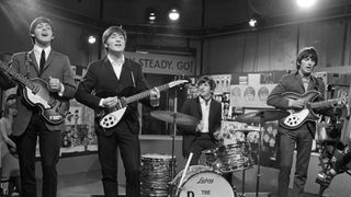 The Beatles at Television House, Kingsway, for an appearance on the television Show "Ready, Steady, Go," March 20, 1964.