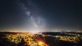 Light pollution over city