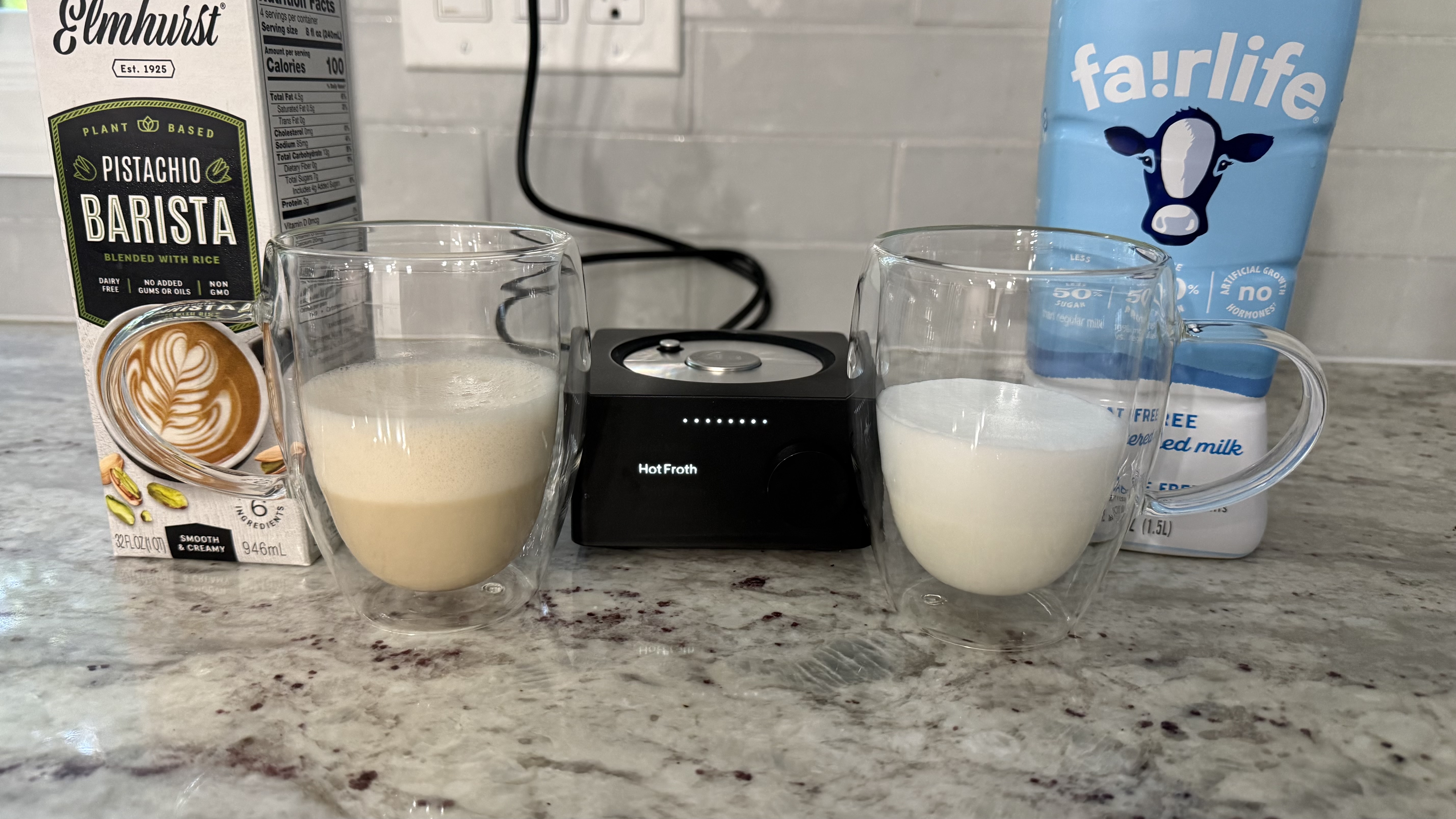 Terra Kaffe Aero with dairy and plant milk hot froth
