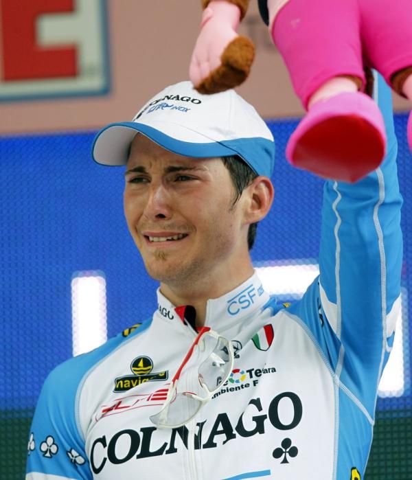 Manuel Belletti (Colnago-CSF Inox) sheds a tear on the podium