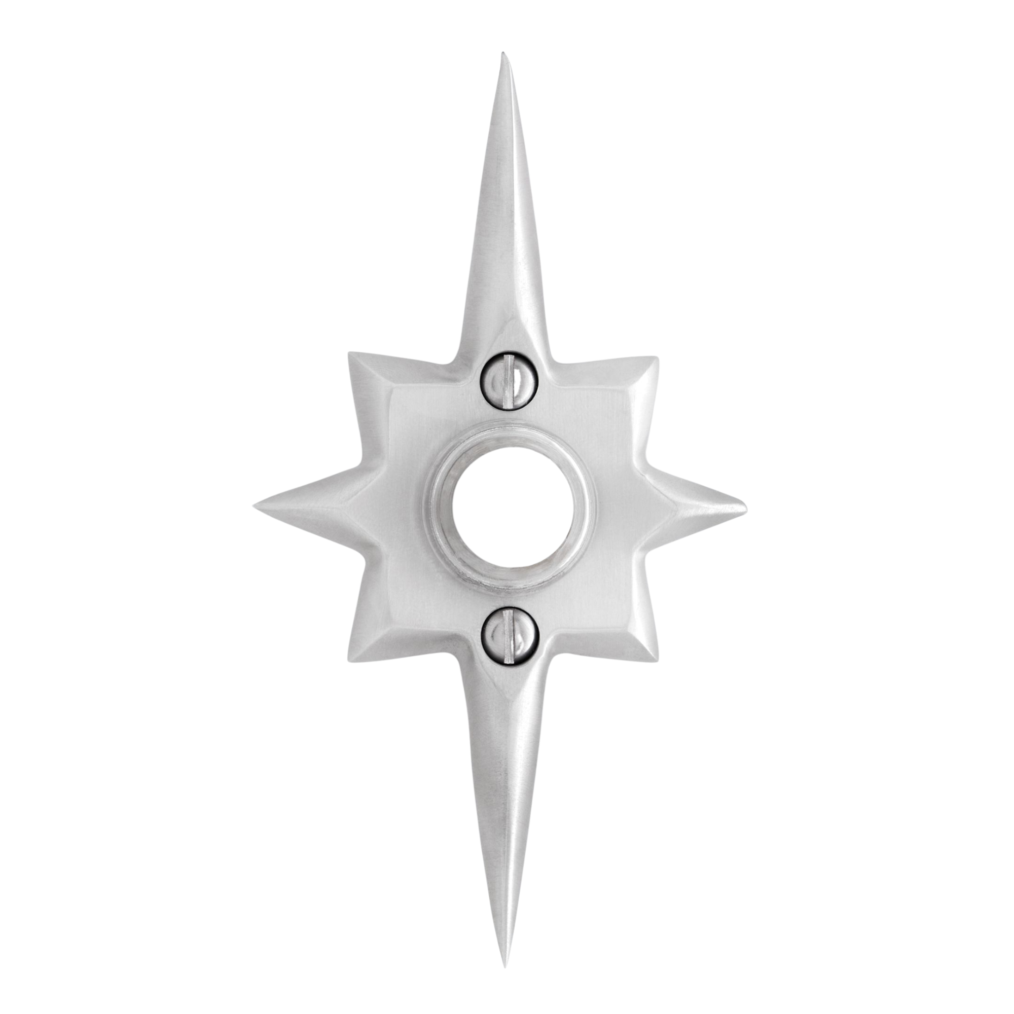 a silver star-shaped doorbell
