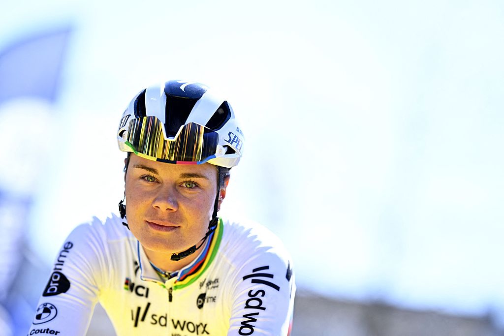 Belgian Lotte Kopecky of SD Worx-Protime pictured at the start of the women's race of the 'Ronde van Vlaanderen/ Tour des Flandres/ Tour of Flanders' one day cycling race, 168,8km with start and finish in Oudenaarde, Sunday 06 April 2025.
BELGA PHOTO JASPER JACOBS (Photo by JASPER JACOBS / BELGA MAG / Belga via AFP)