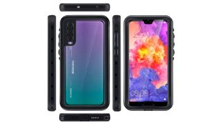 Front, back and side views of the Mishcdea Waterproof Case for Huawei P20 Pro