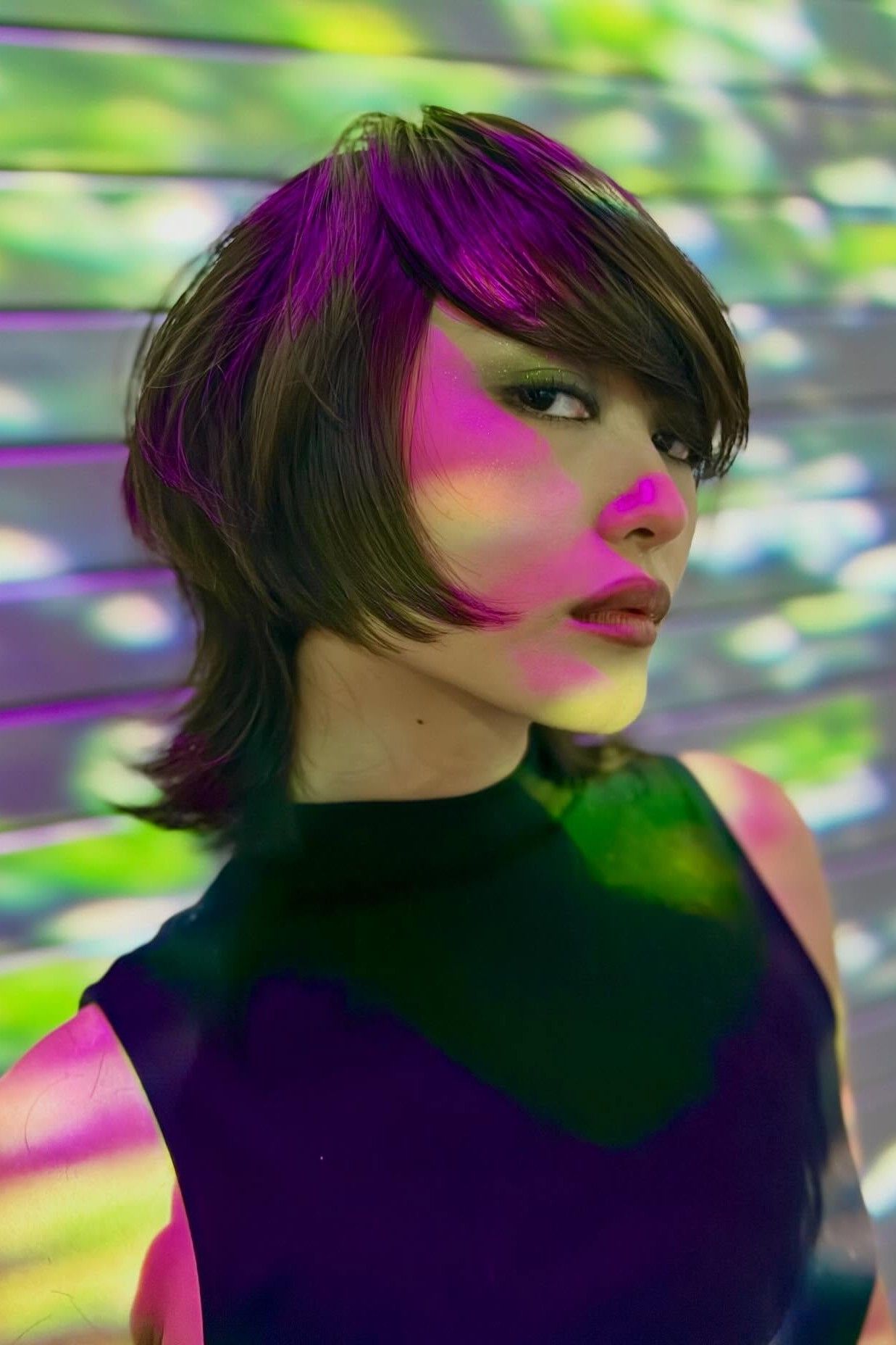 A model showing off a bob with lots of movement.