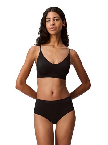 Calvin Klein Invisibles Comfort Lightly Lined Seamless Wireless Triangle Bralette Bra, Black, Medium