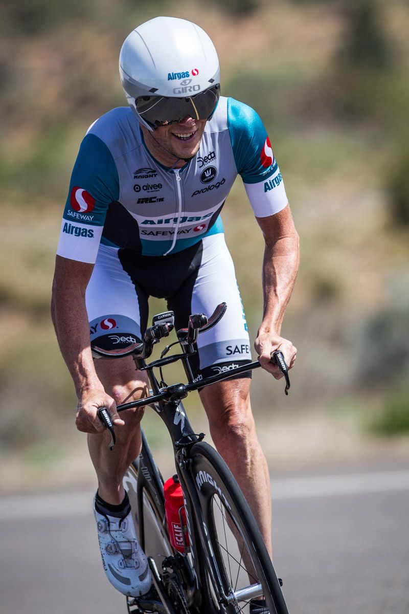 Chris Horner (Airgas) out of the saddle on the climb.