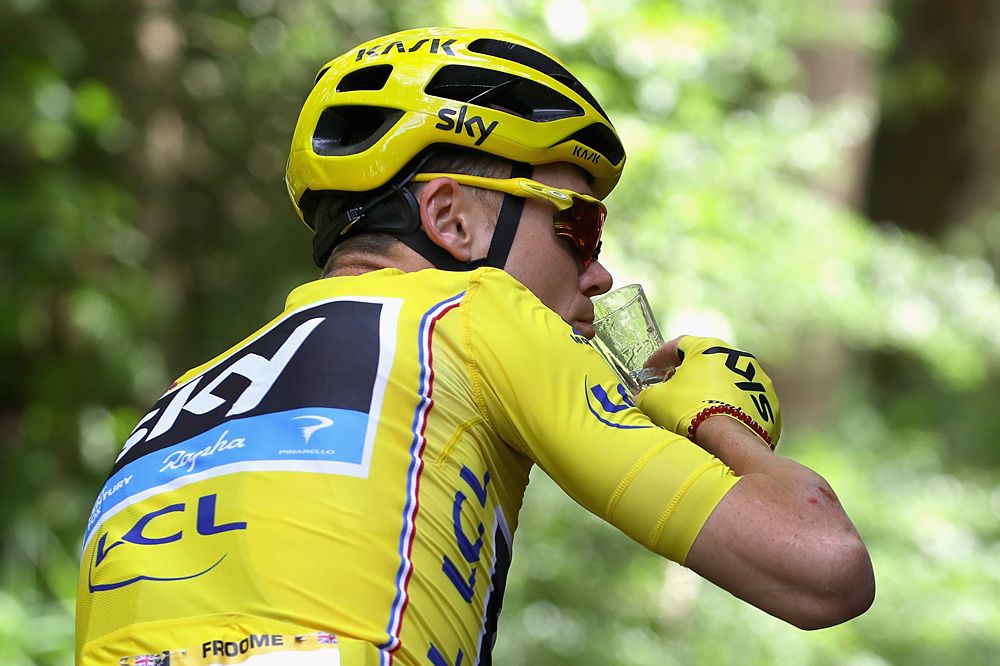 Champagne for Chris Froome on the final stage of his third Tour de France victory