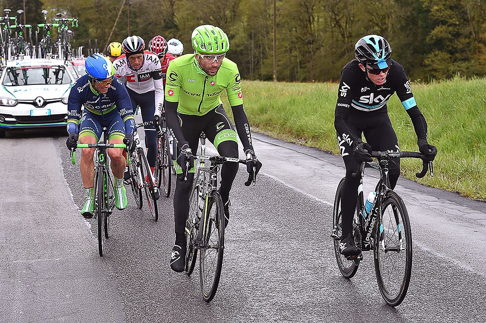 Cannondale's Moreno Moser and Team Sky's Chris Froome