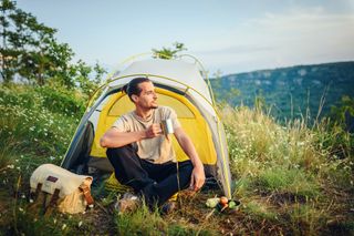 spring camping tips: man camping