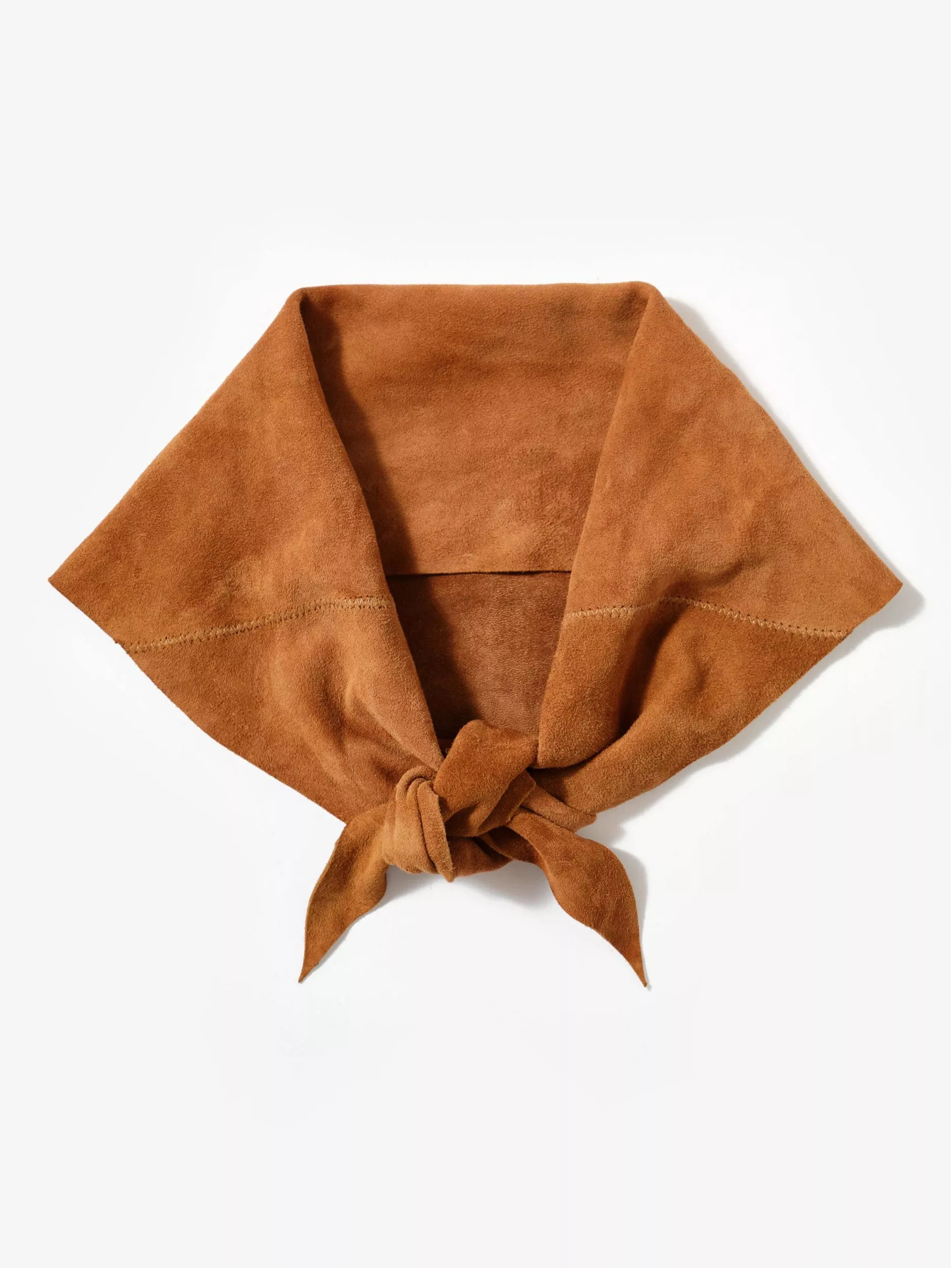 Mint Velvet Pure Suede Triangle Neck Scarf, Brown Camel
