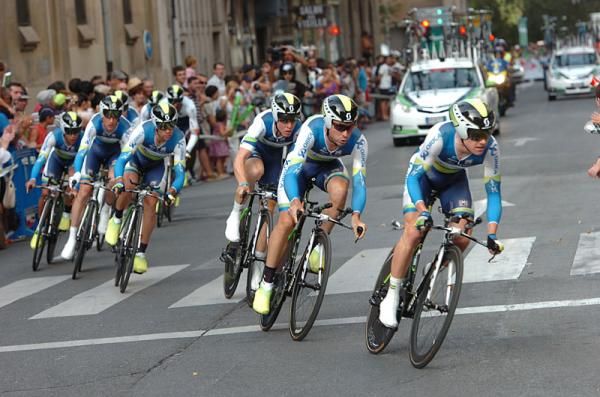 Orica-GreenEdge in action during the opening team time trial