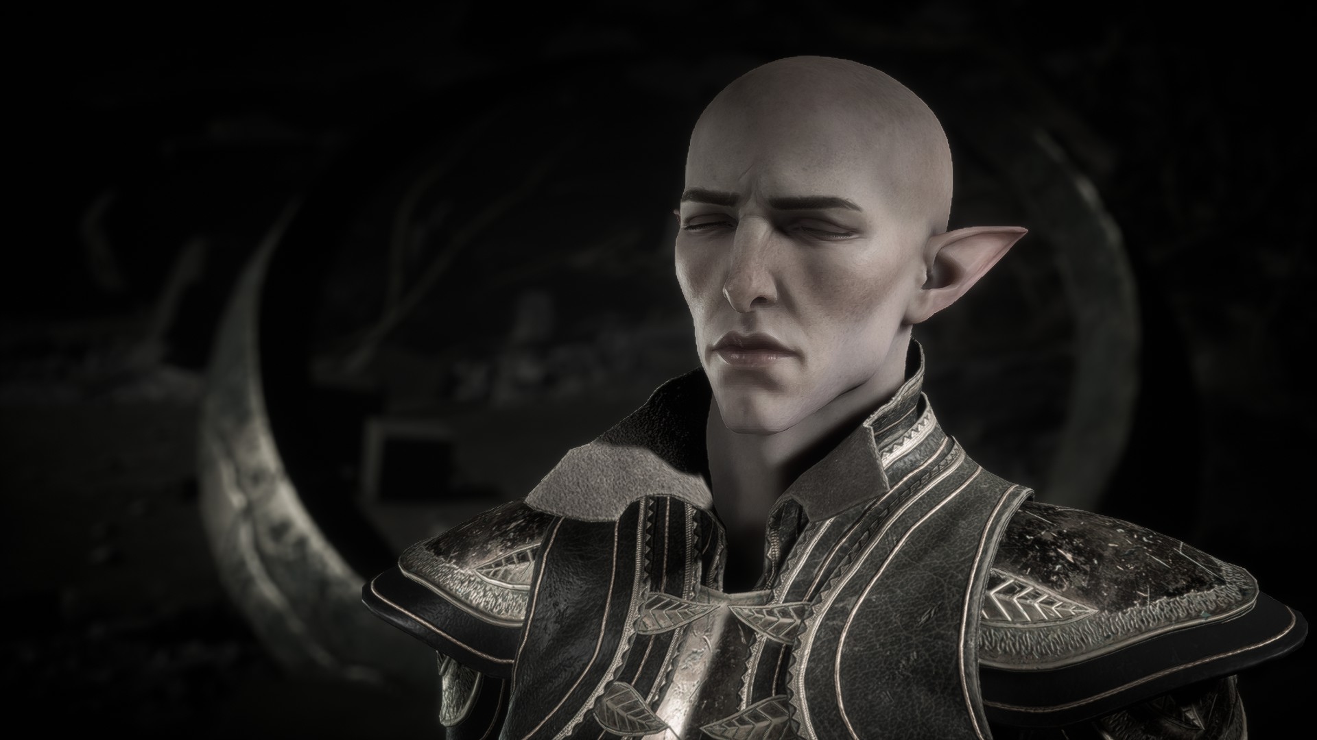 Solas with his eyes closed in Dragon Age: The Veilguard.