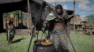 Trailer screenshot of Kliff cooking a meal in Crimson Desert