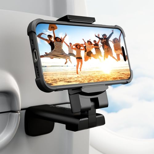 Klearlook Universal Airplane Phone Holder, in Flight Travel Essentials Phone Holder Mount With Multi-Directional 360° Rotation, Travel Must Haves Handsfree Phone Stand for Flying, Home, Office