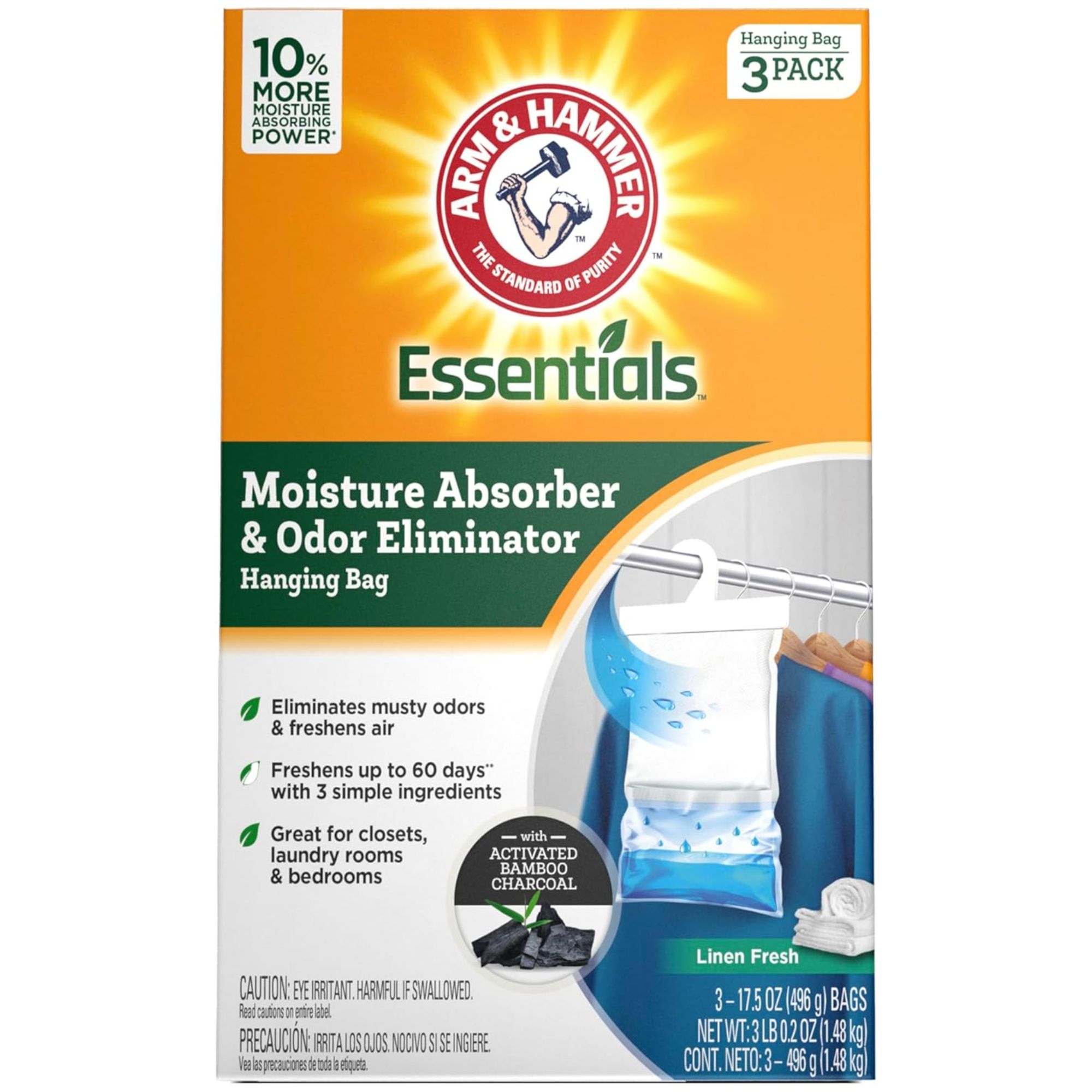Arm &amp;amp; Hammer Essentials Hanging Moisture Absorber and Odor Eliminator