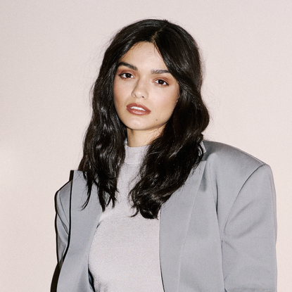 Rachel Zegler poses during a photocall to celebrate the "Evita" cast recording release at the Theatre Royal Drury Lane on October 28, 2025 in London, England.