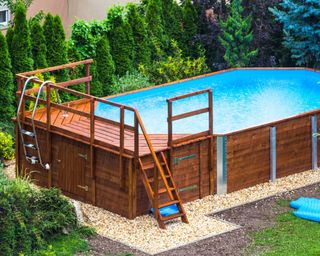 wooden above ground pool