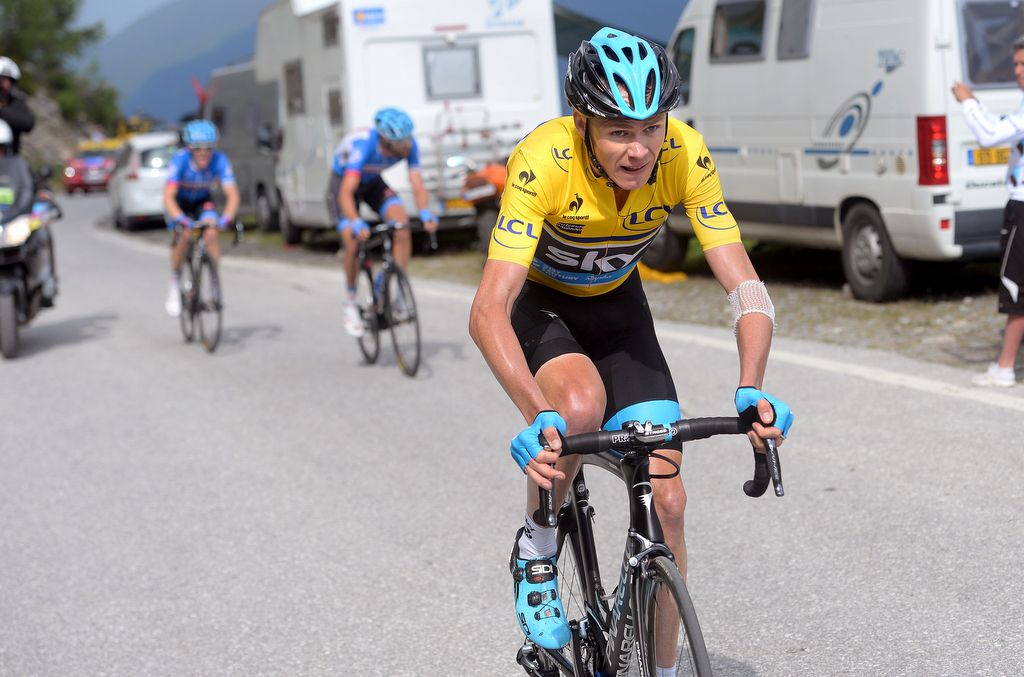 Chris Froome rides away from Andrew Talansky and Ryder Hesjedal. Talansky would go onto the claim the overall honours