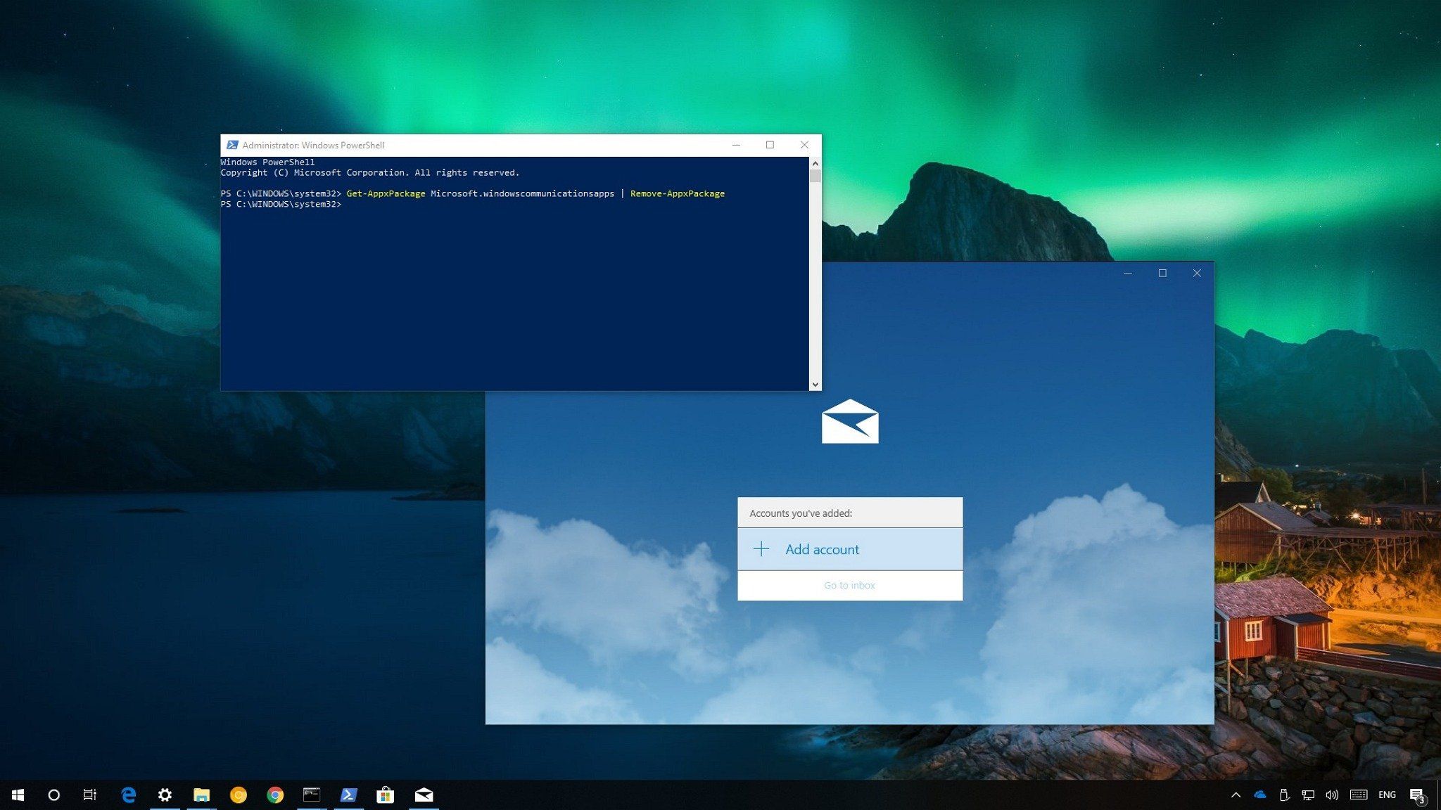 how to remove mail from windows 10