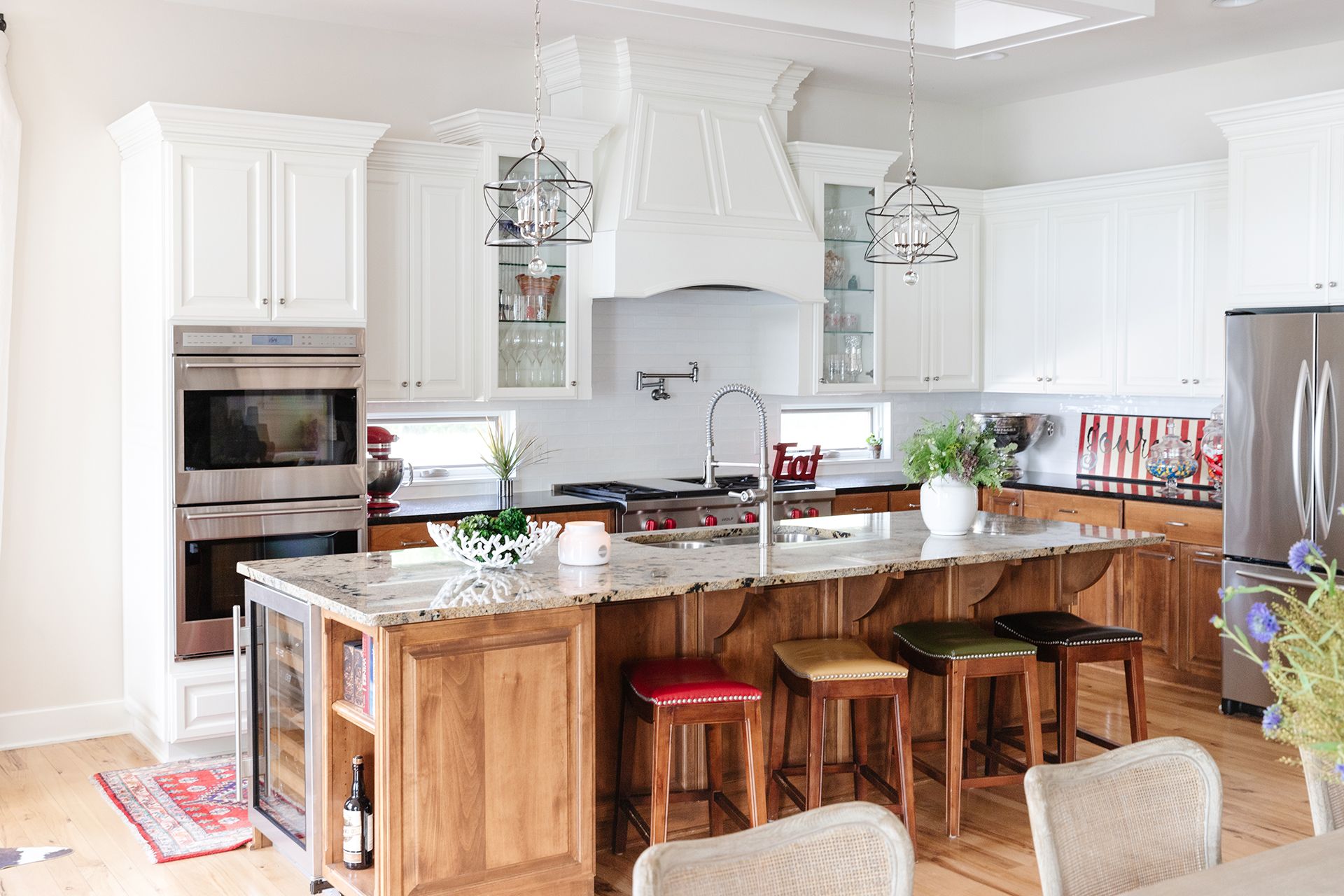 kitchen with wooden country style island