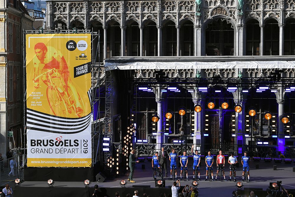 Deceuninck-QuickStep on stage at the 2019 Tour de France