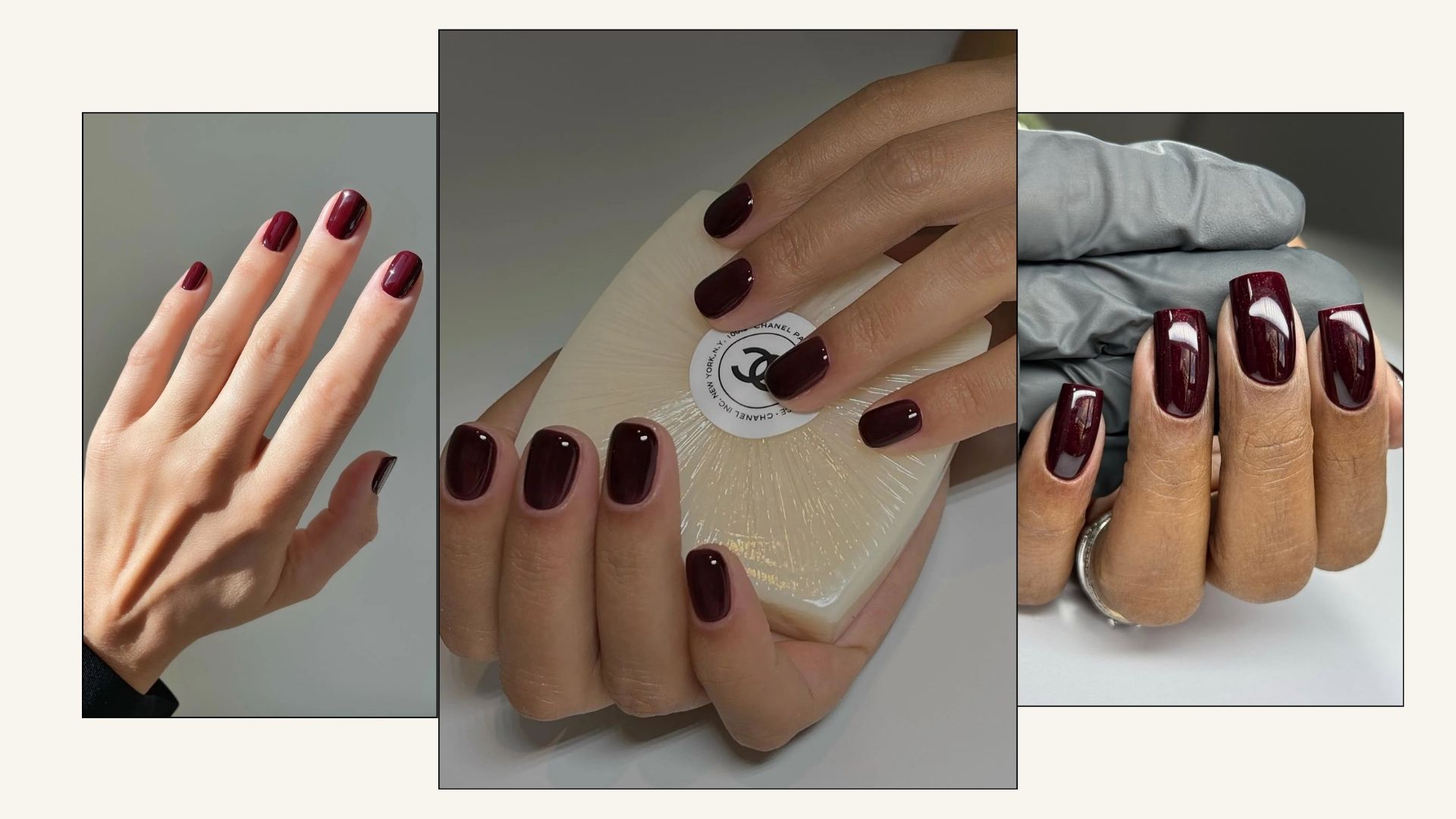 Dark red christmas nails