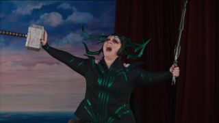 Melissa McCarthy screaming with her arms out in Thor: Love And Thunder.