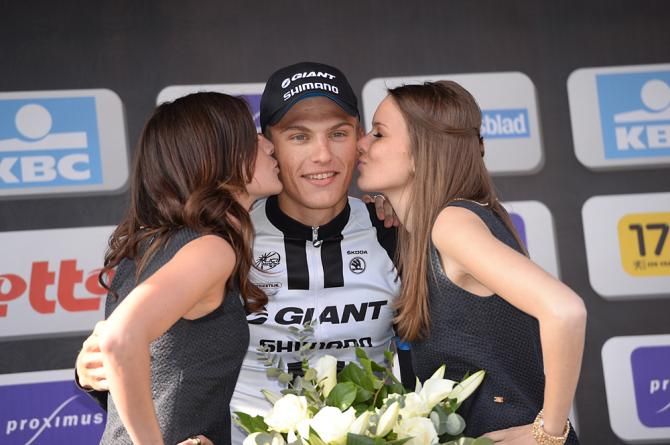 Marcel Kittel (Giant-Shimano) celebrates his third straight Scheldeprijs