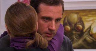 Michael hugging Pam in the Office