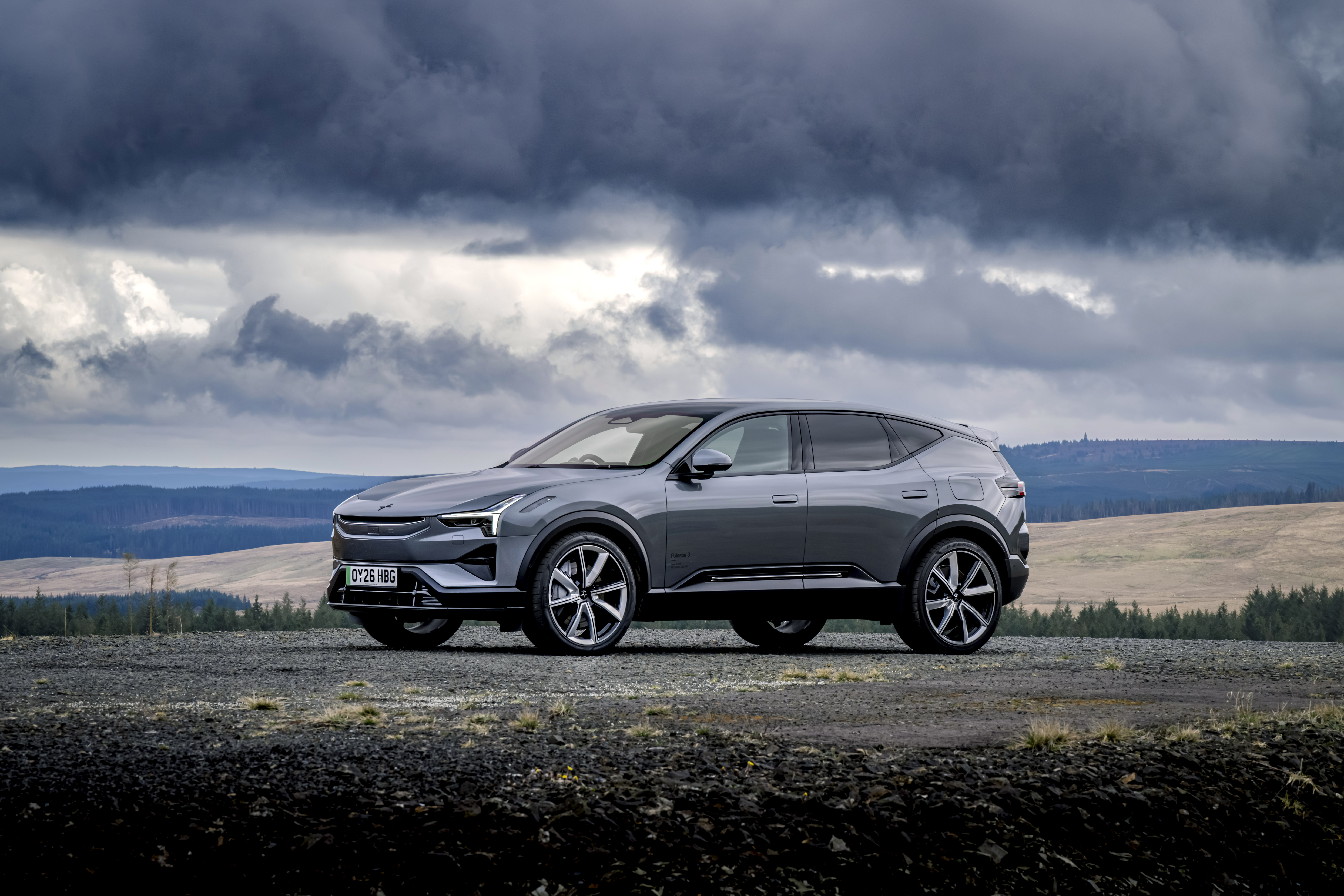 The Polestar 3. Svelte Swedish style photographed in Northumbrian countryside