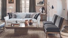 Rustic living room with neutral color scheme and textures