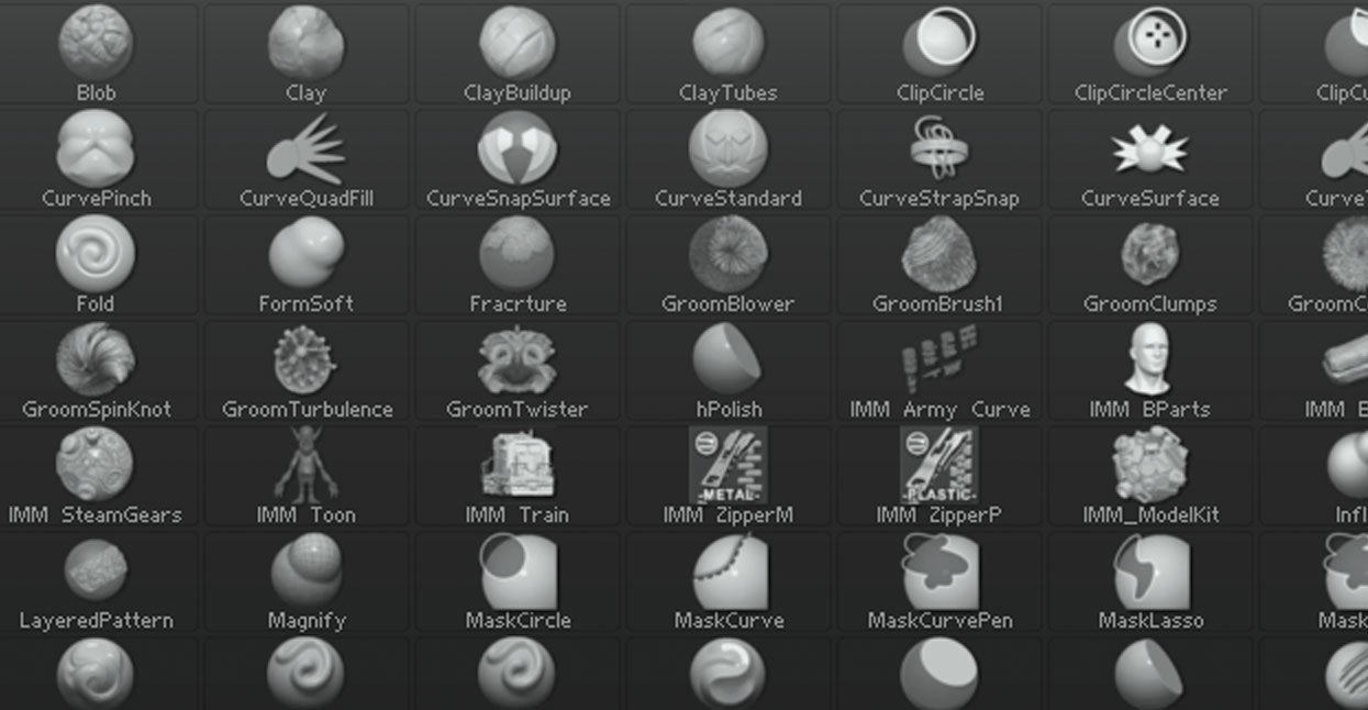 Library of 3D brushes