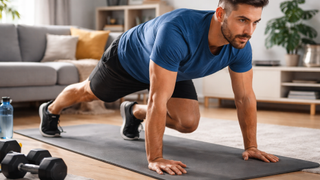 man working out at home