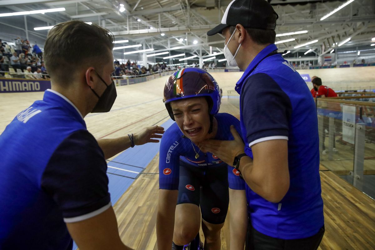 2021 UCI Track World Championship Day 2 - Roubaix France - Women&acirc;s Elimination - 21/10/2021 - Letizia Paternoster (ITA) - photo Luca Bettini/BettiniPhoto&Acirc;&copy;2021