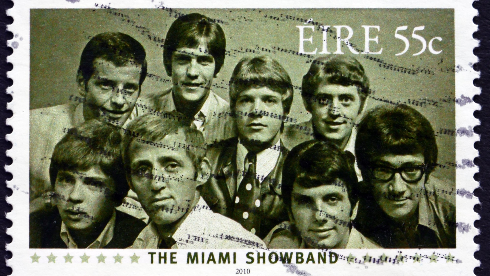 A 2010 commemorative stamp featuring the Miami Showband